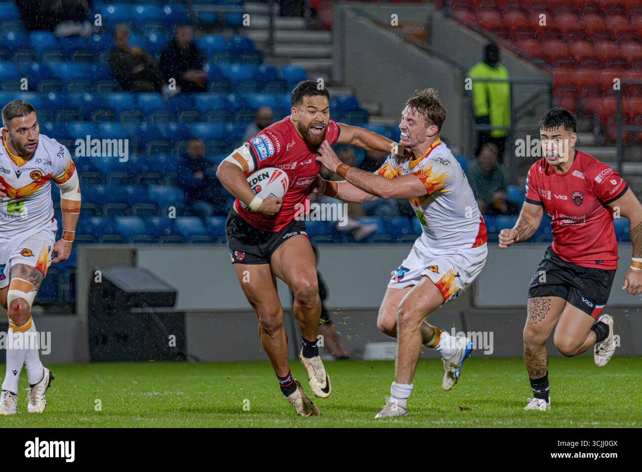Esan Marsters für Salford Red Devils Catalans Dragons in der Super League im Salford Community Stadium, Salford, Großbritannien, 04.09.2025 Stockfoto
