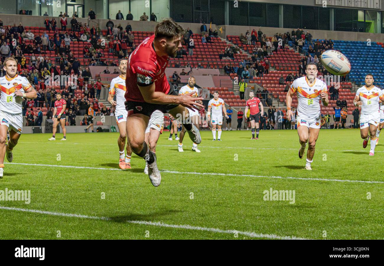 Salford Red Devils Catalans Dragons in der Super League im Salford Community Stadium, Salford, Großbritannien, 04.09.2025 Stockfoto