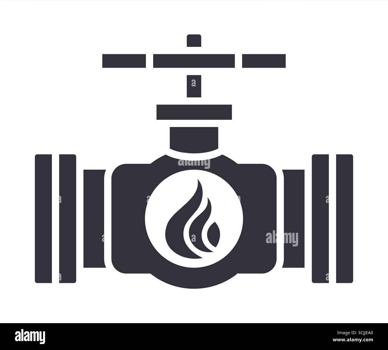 Symbol für schwarze Gasleitung. Illustration des flachen Vektors. Stock Vektor