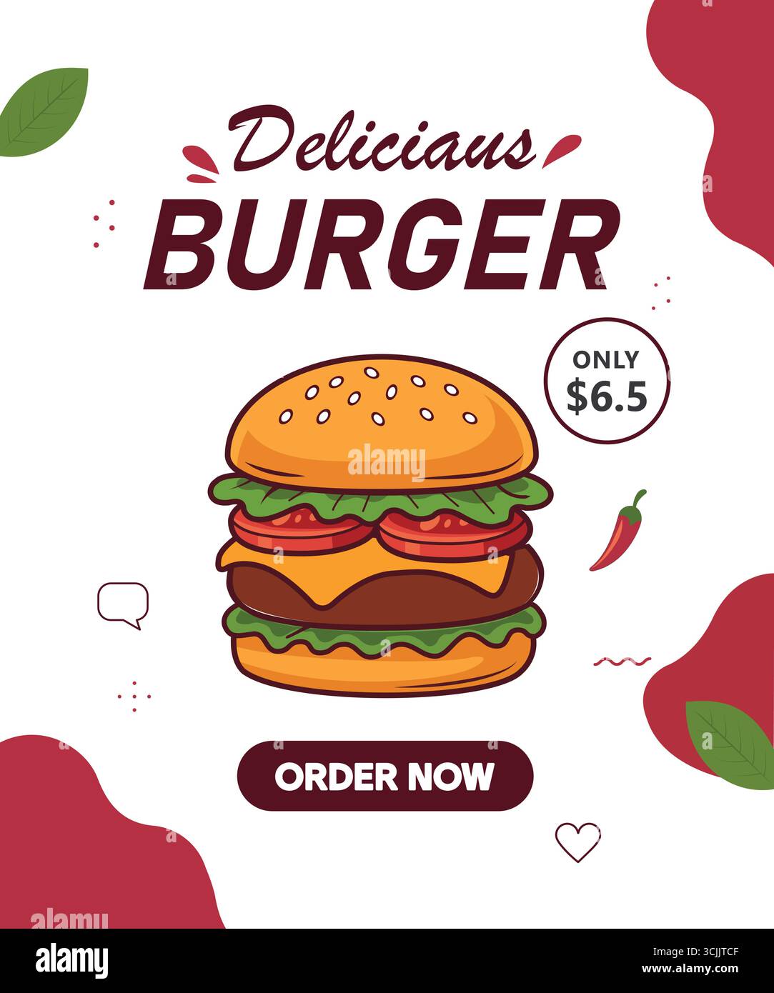 Burger Fast Food Vorlage Für Soziale Medien Stock Vektor