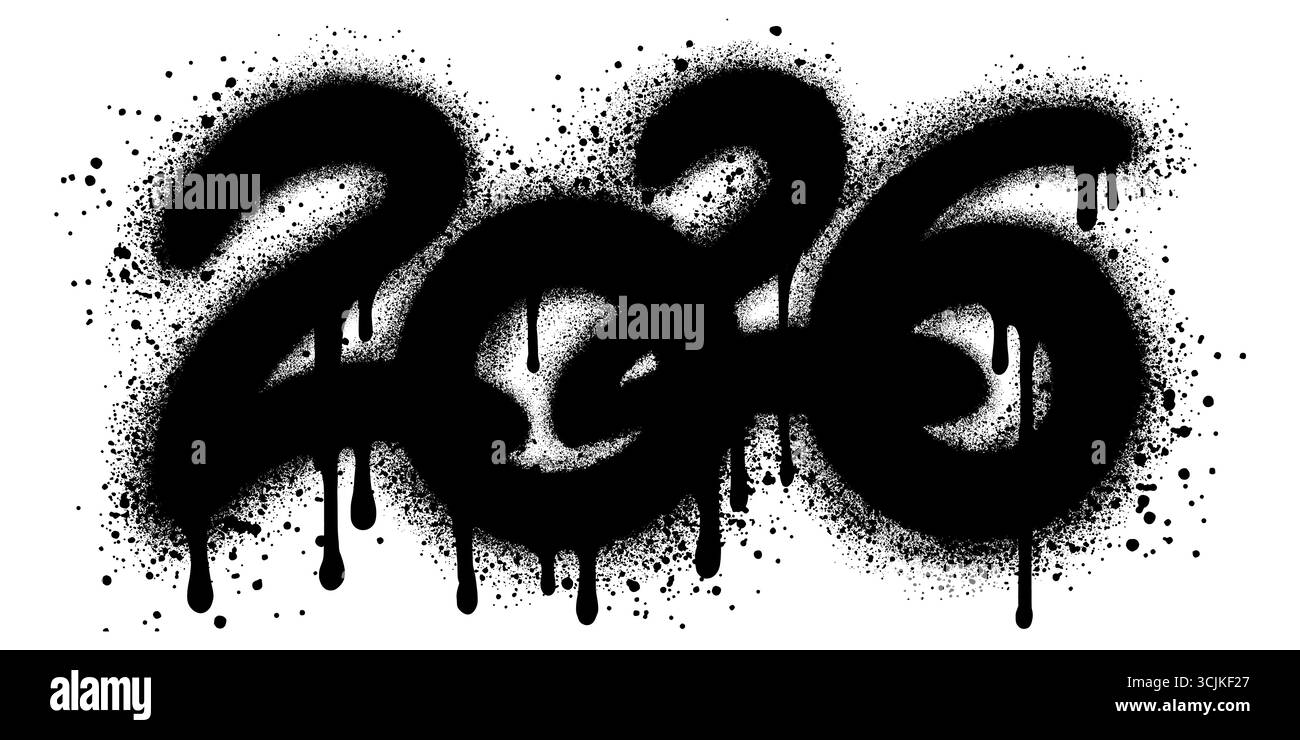 Neujahrsgraffiti 2026 im Spritzlackstil. Stock Vektor