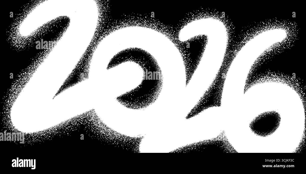 Neujahrsgraffiti 2026 im Spritzlackstil. Stock Vektor