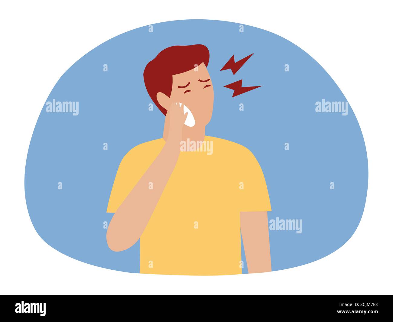 Der Mann leidet an Zahnschmerzen. Stock Vektor