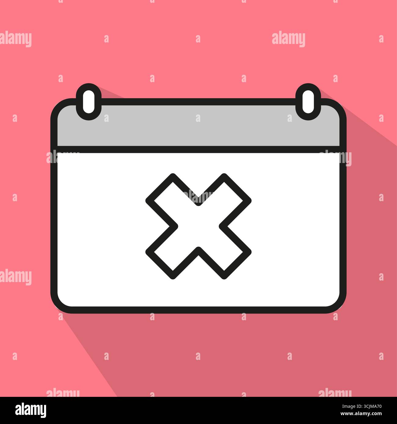 Kalendersymbol. Symbol für storniertes Datum. Erinnerung für Zeitplan entfernen. Vektorereignisdarstellung. EPS 10. Stock Vektor