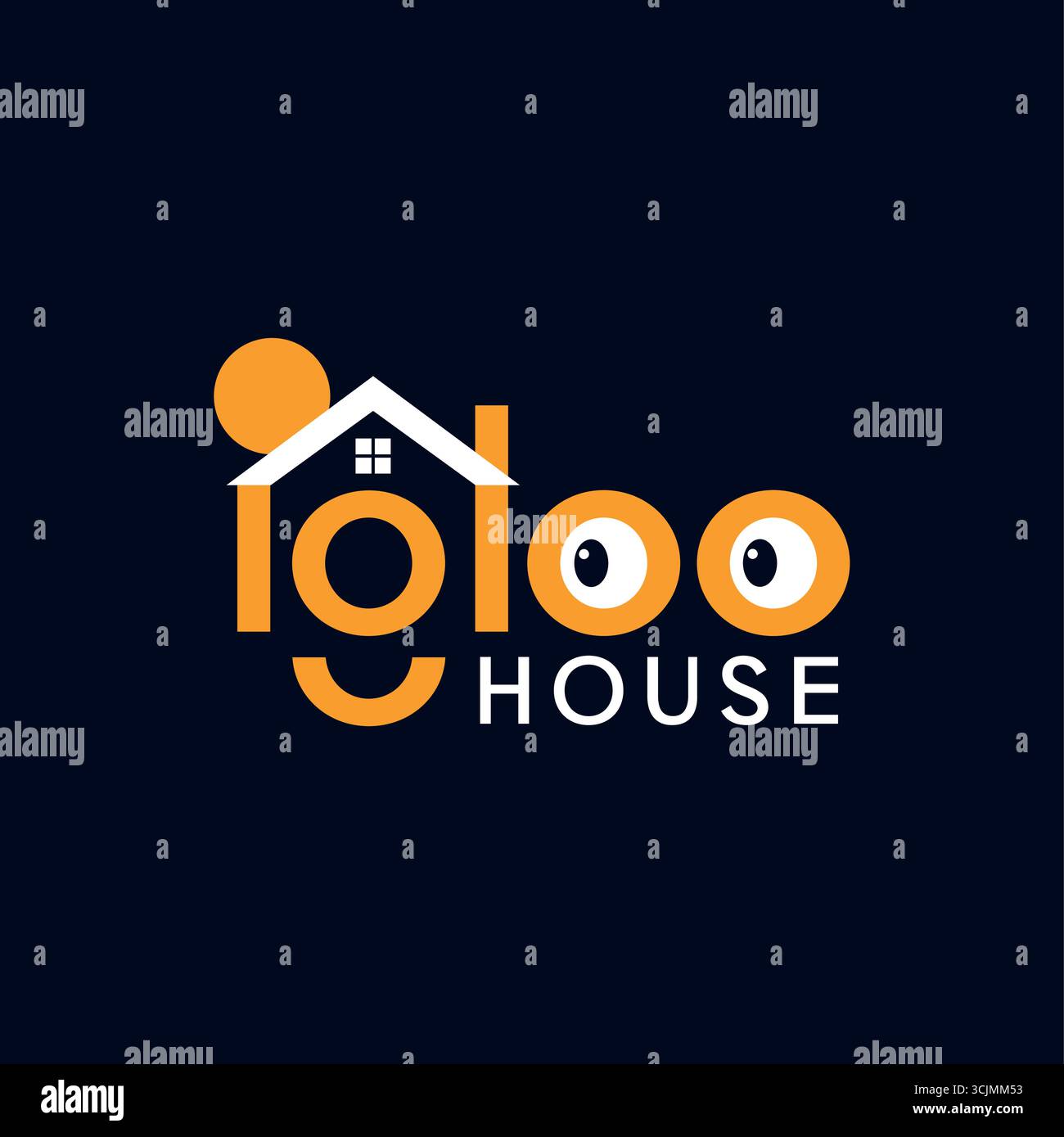 Premium Iglu Ice House mit Schriftzug-Logo Stock Vektor