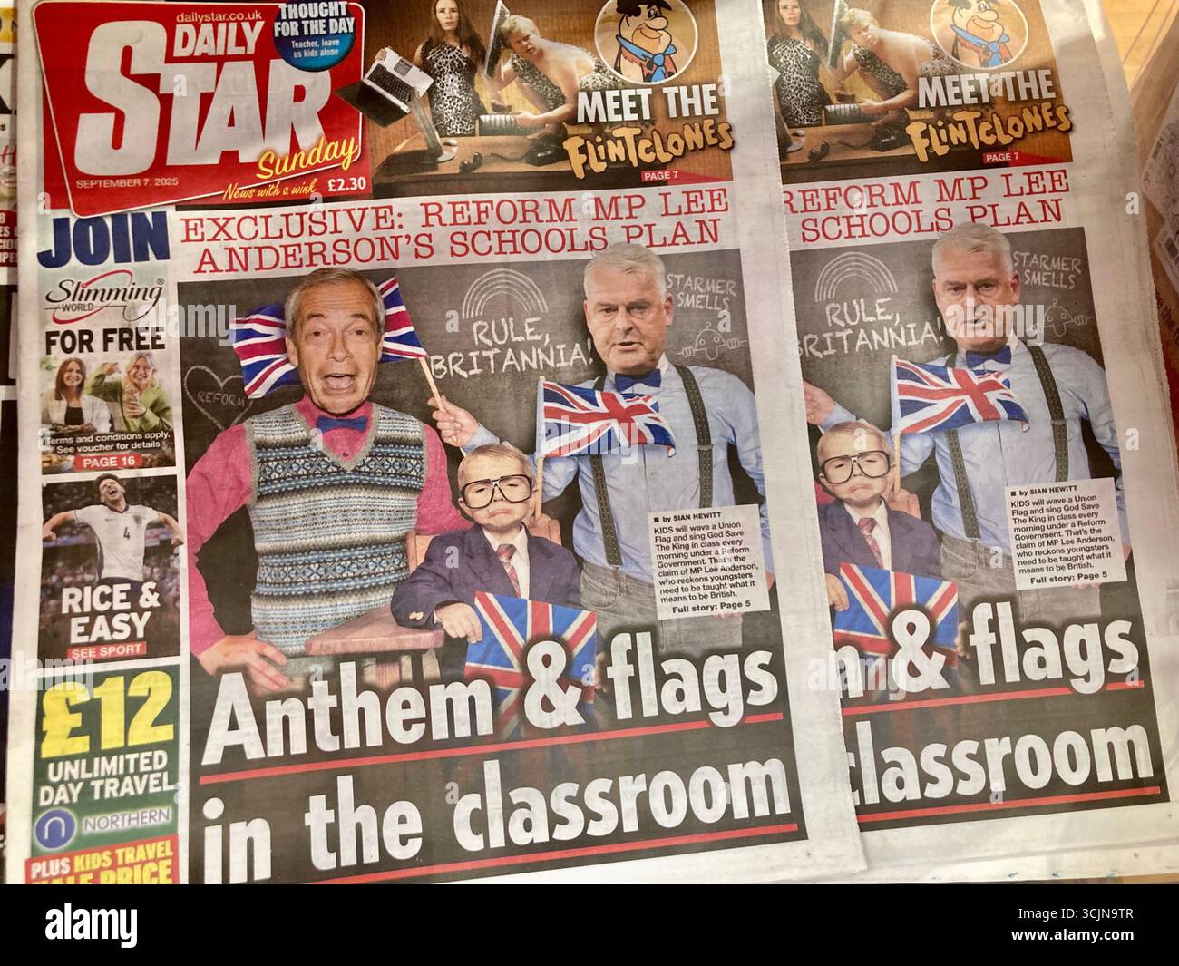 Der britische Boulevardzeitungsbericht One Reform der britischen Parlamentsabgeordneten behauptet, Jugendlichen müsse beigebracht werden, was es bedeutet, Briten zu sein Stockfoto