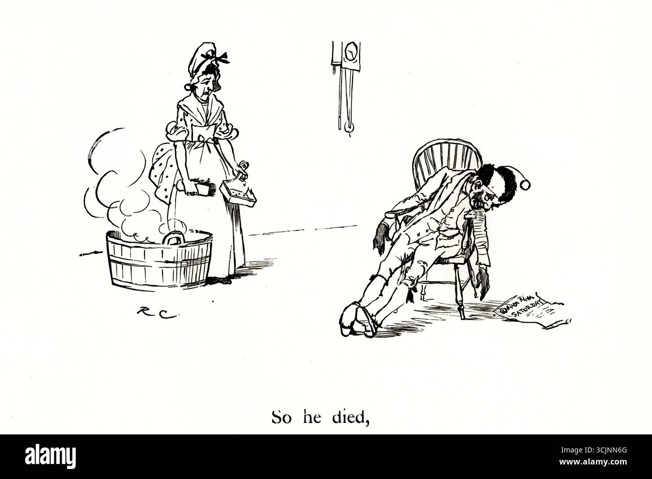 Der große Panjandrum selbst ist einer von sechzehn Bilderbüchern, die der Illustrator Randolph Caldecott schuf. Der Text für das Buch, der zu Caldecotts Zeit bekannt war, wurde 1775 von Samuel Foote geschrieben und veröffentlicht. Es basiert auf einem von Foote verfassten Unsinn ("und es gab die Picninnies, die Joblillies, die Garyulies und das Grand Panjandrum selbst, mit dem kleinen runden Knopf oben."). Stockfoto