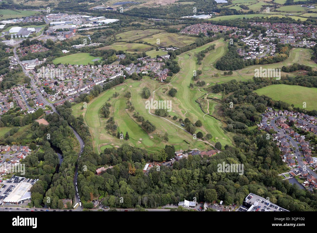 Aus der Vogelperspektive auf einen Bury Golf Club in Unsworth, Bury, Lancashire Stockfoto