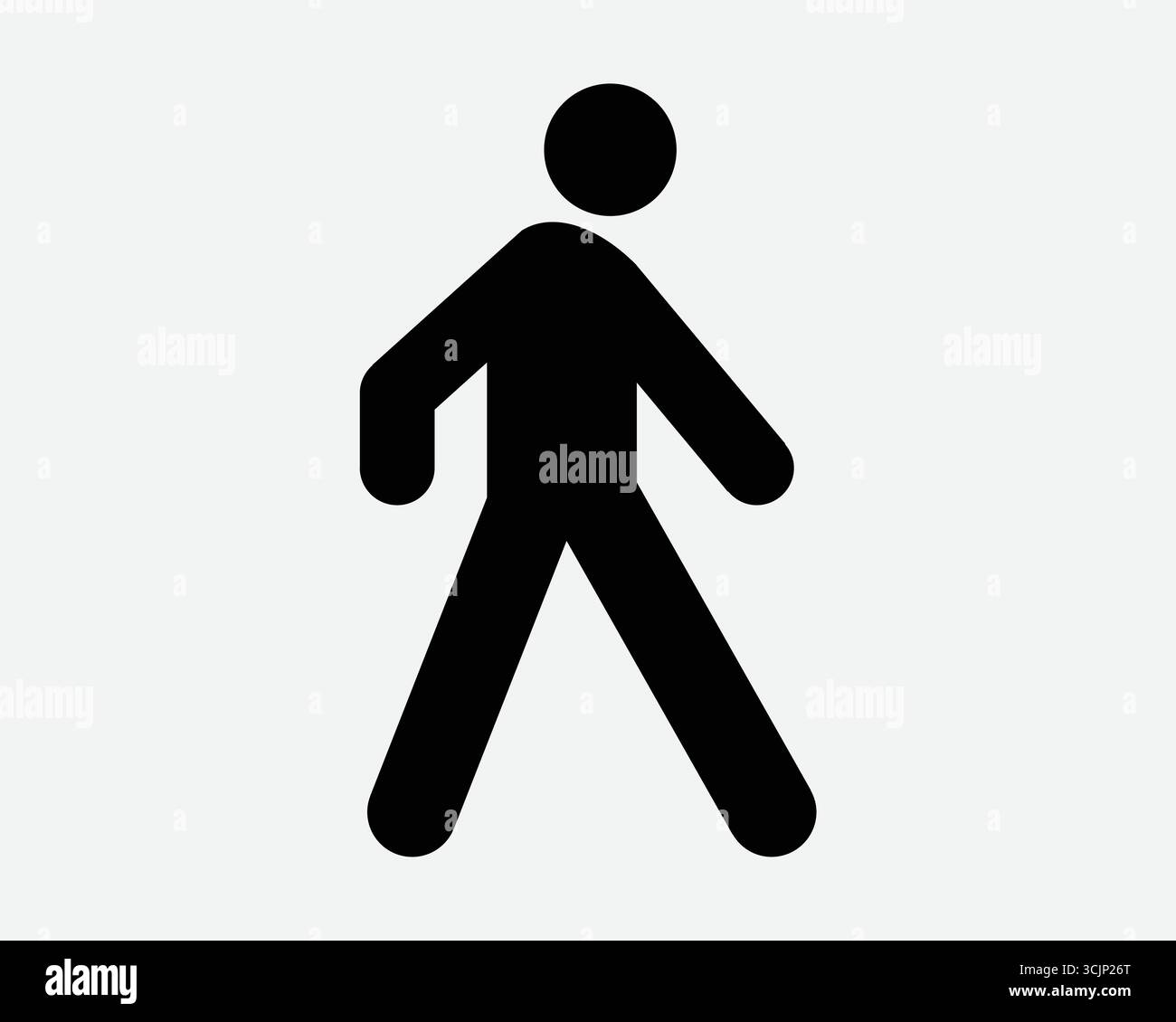 Fußgänger-Symbol Person Mann zu Fuß zu Fuß überqueren Straße Verkehr Straßenwarnung Warnung Fußweg Bürgersteig Mensch Stock Figur Form Umrissschild Symbol Stock Vektor