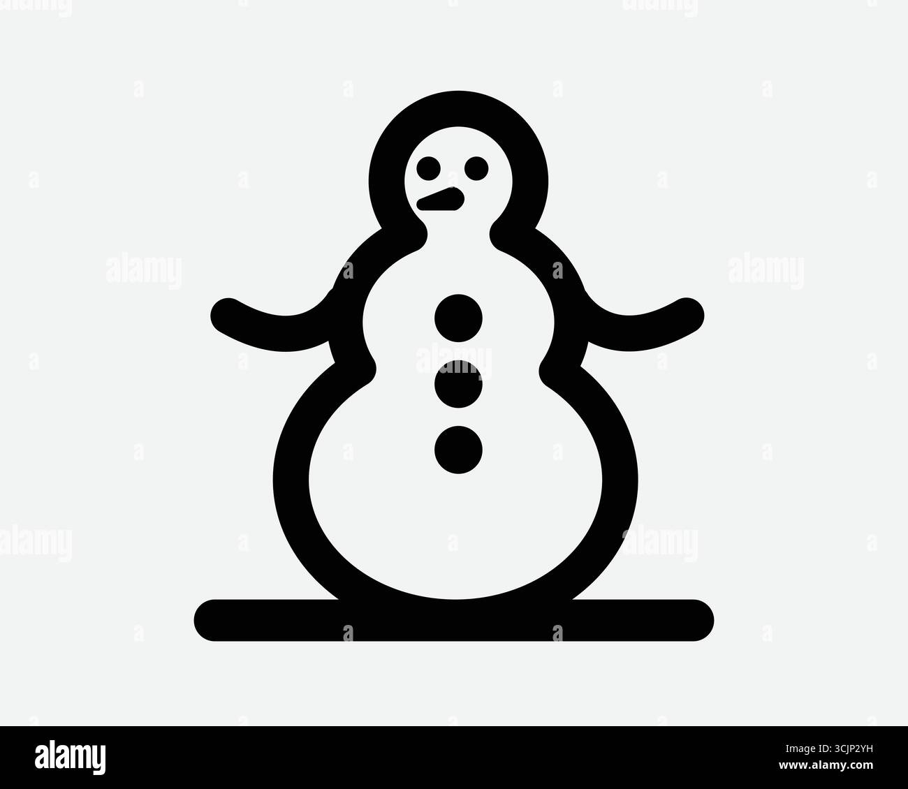 Schneemann Line Icon Schneemann Winter Feiertag Weihnachten Festliche Saison Zeichentrickfigur Eis Kalt Schnee Person Stick Figur Schwarz Umriss Grafik Symbol Stock Vektor