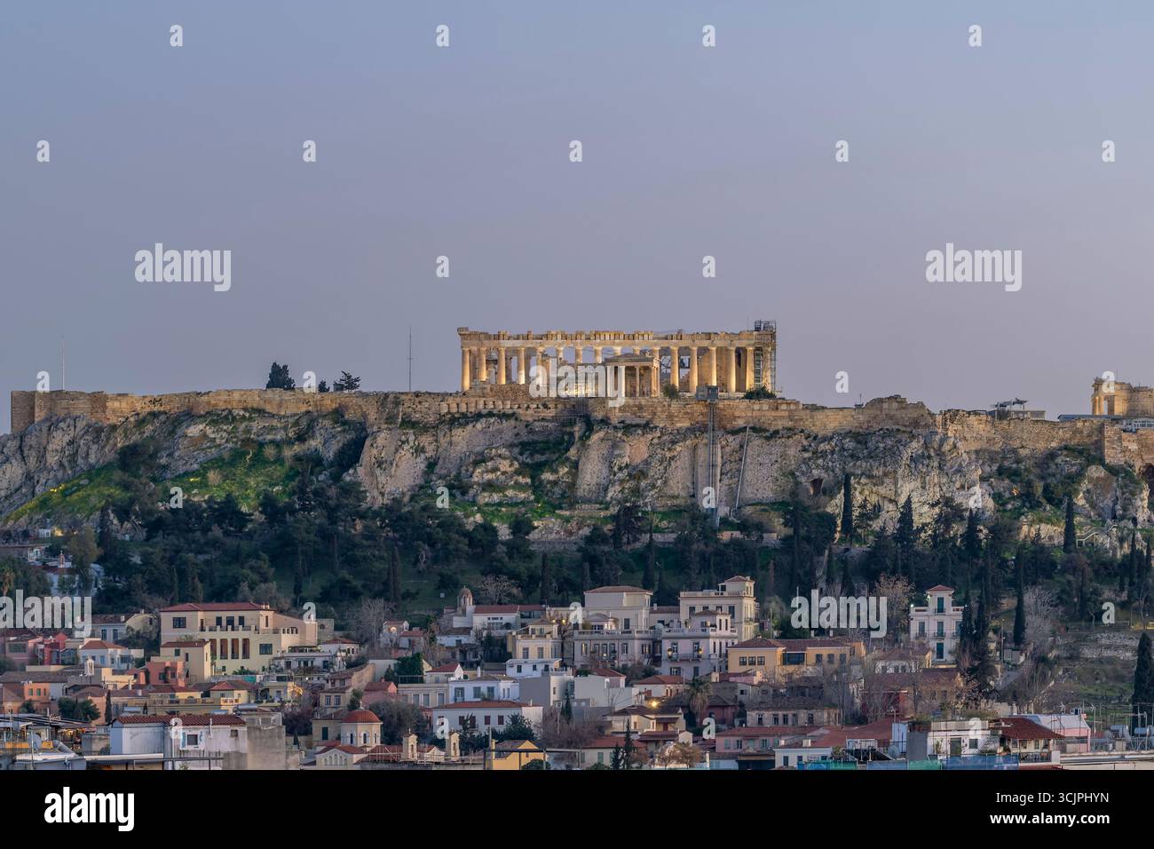 Die Akropolis von Athen, Griechenland im Sonnenuntergang Stockfoto