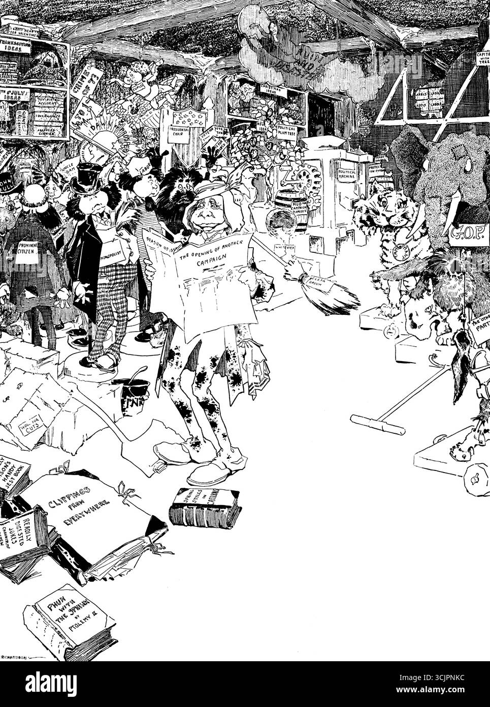 Das Zimmer eines schlauen Karikaturisten, humorvoller Cartoon des amerikanischen Illustrators Frederick Richardson Stockfoto