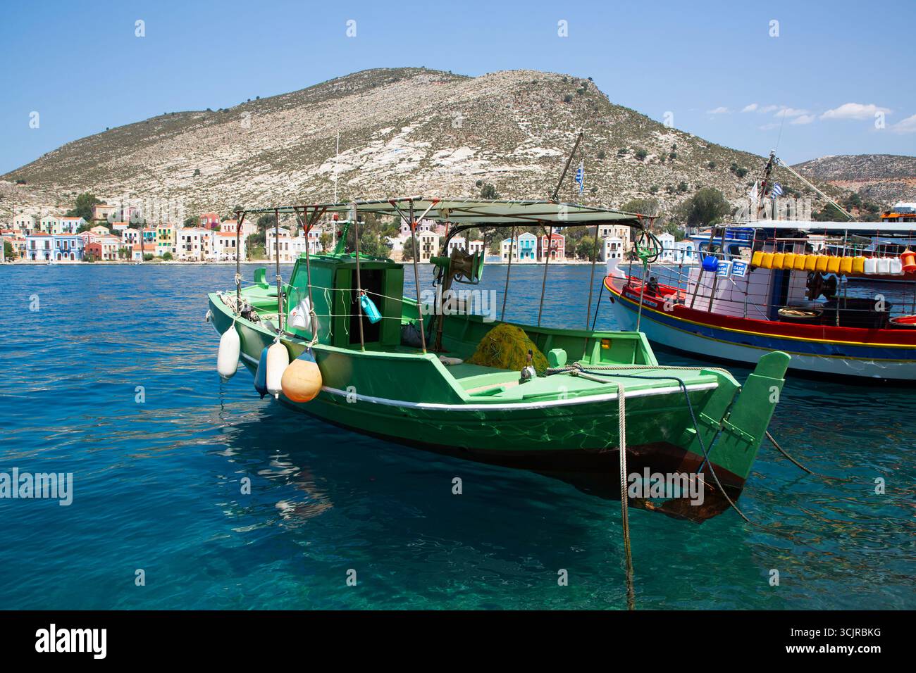 Fischerboote, Hafen, Megisti Bay, Kastellorizo, Dodekanesische Inseln, Griechenland Stockfoto