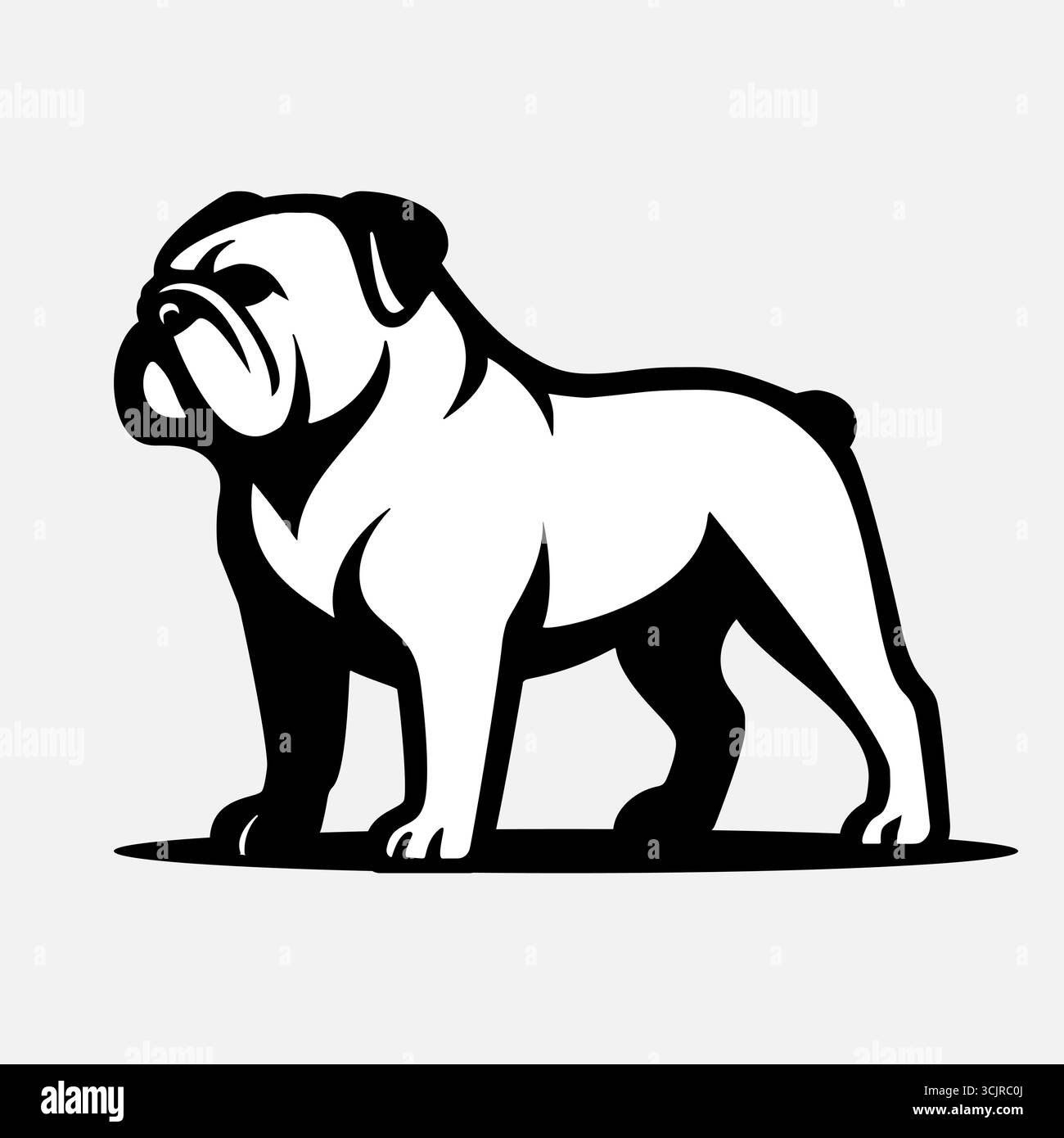 Bulldog Hund Haustier Silhouette Icon Vektor Illustration Tier Maskottchen Grafik Design Symbol Artwork Rasse Umriss Stil Stock Vektor