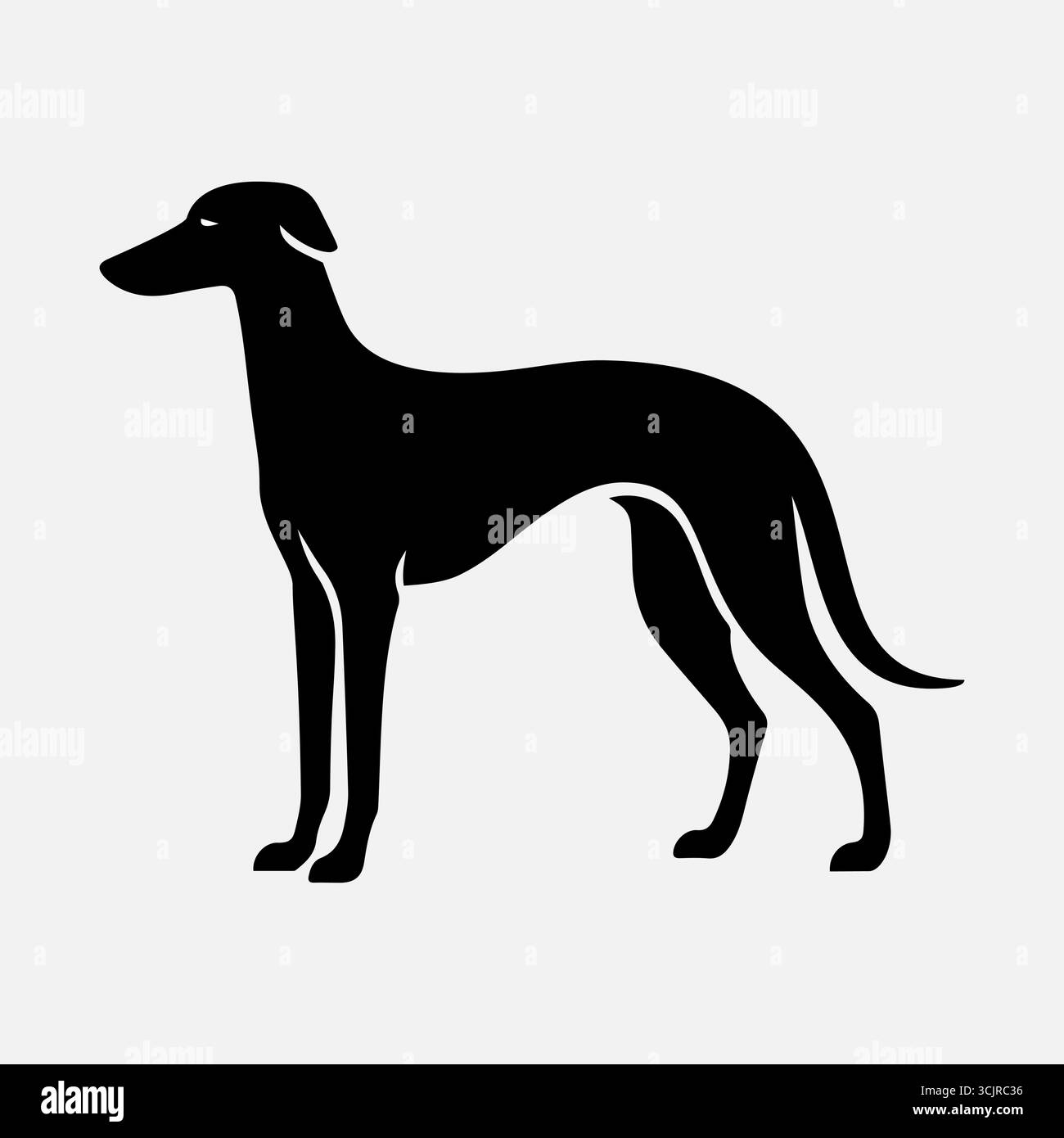Greyhound Hund Icon Silhouette Vektor Illustration elegantes Tierdesign Maskottchen Grafik Artwork Rasse Umriss Stil Stock Vektor