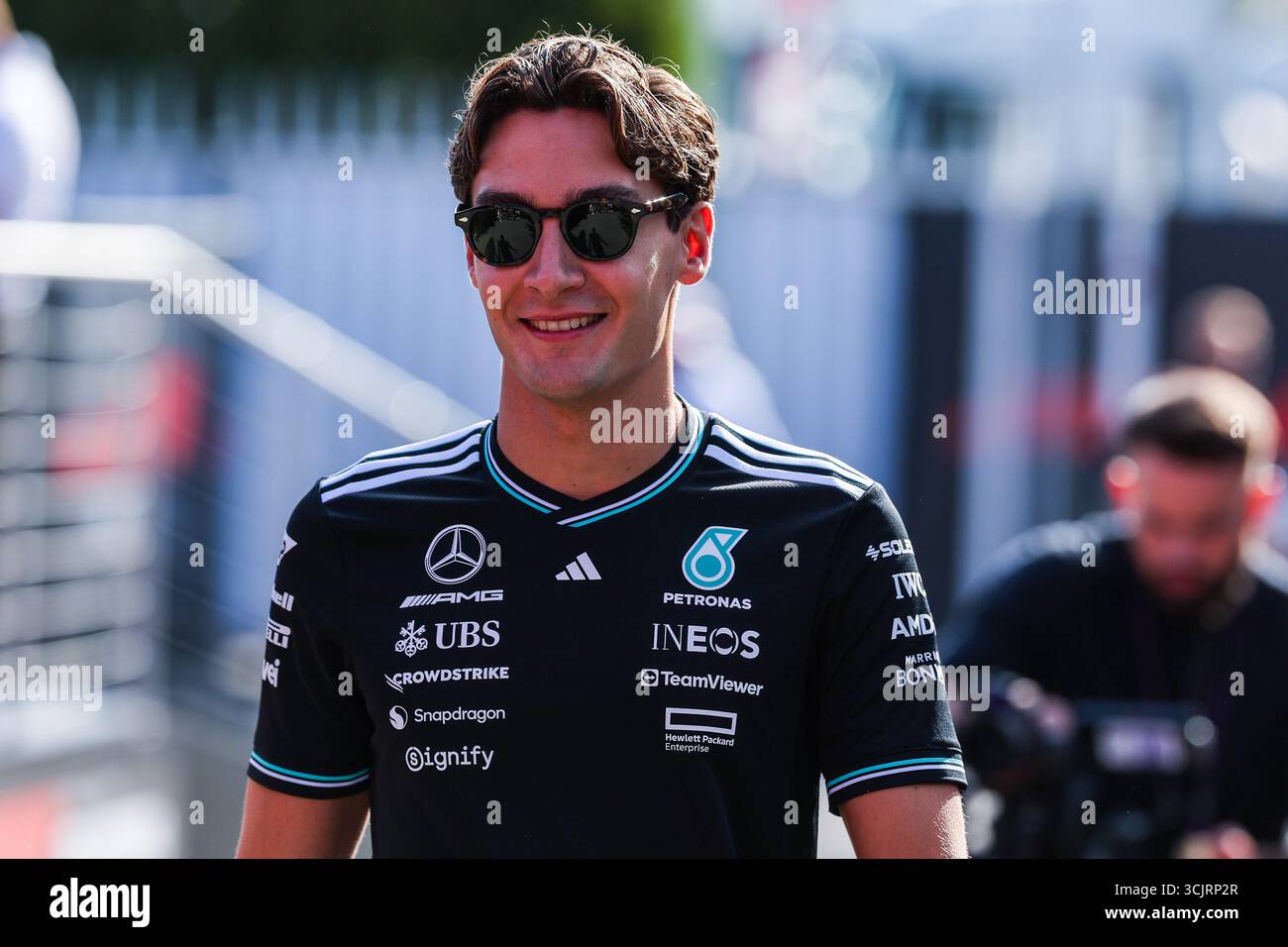 Monza, Italien. September 2025. George Russel aus Großbritannien und Mercedes AMG Petronas Formel-1-Team W16 (63) beim F1 Grand Prix von Italien 2025 - Rennen beim Autodromo Nazionale Monza Credit: dpa/Alamy Live News Stockfoto