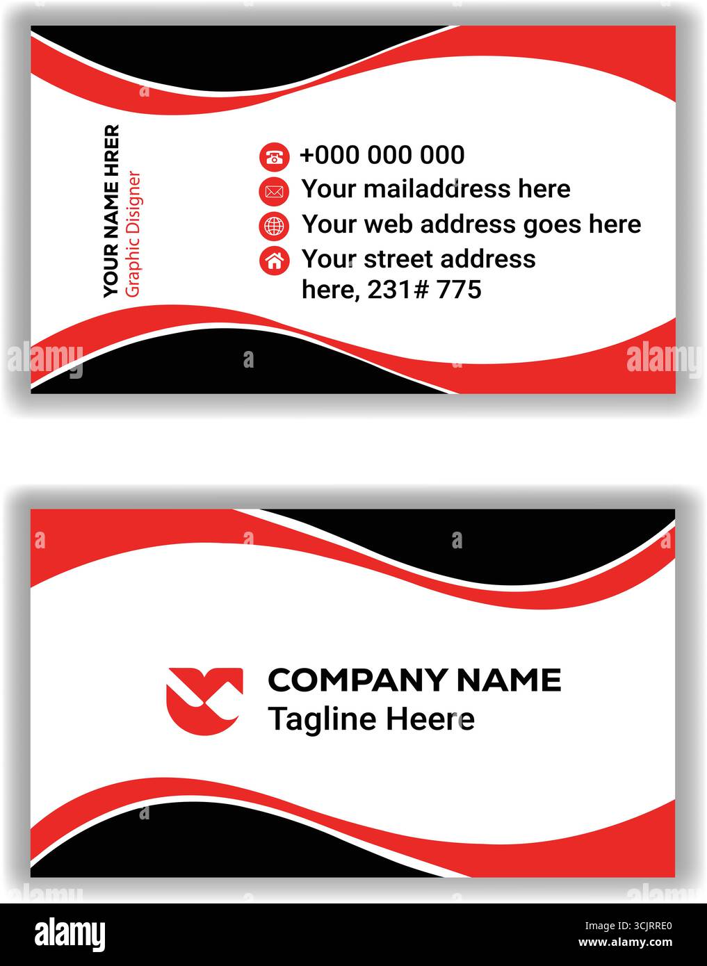 Minimalistisches Corporate Visitenkarten Template sauberes und professionelles Vektordesign Stock Vektor