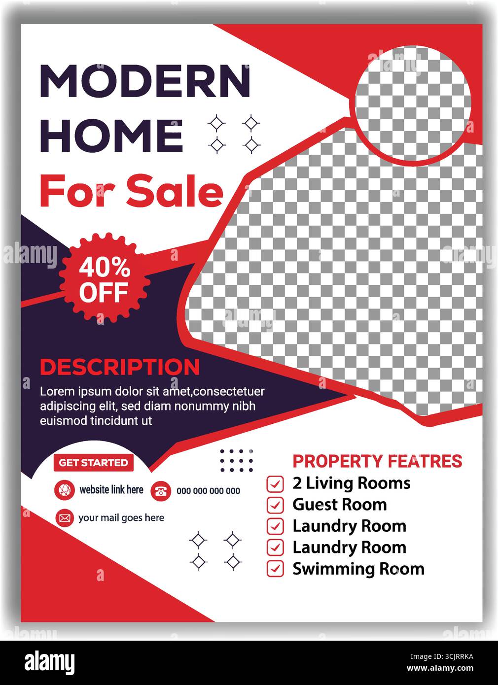 Zeitgenössische Immobilien Flyer Layout Professionelle Immobilien Förderung Vektor-Design Stock Vektor