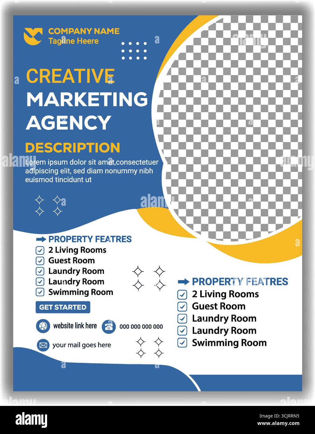 Stilvolle Marketing Agentur Flyer Vorlage Zeitgenössische Werbung Vektor Illustration Stock Vektor