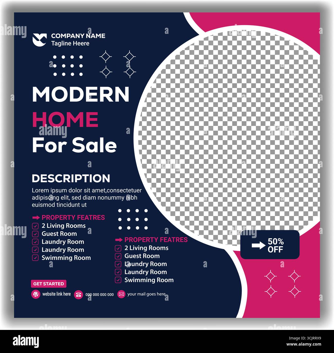 Elegante Immobilien Haus Verkauf Promotion Social Media Banner Set Vektor Illustration Layout Stock Vektor