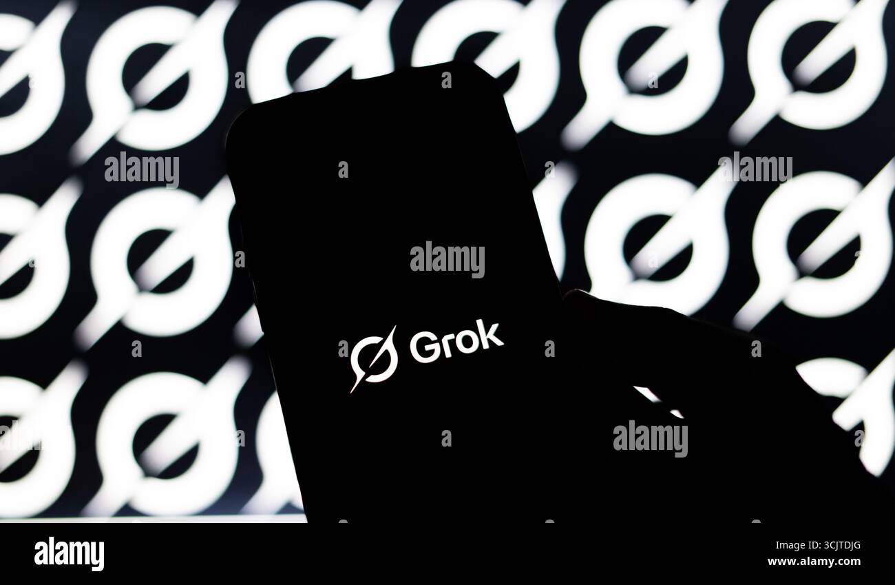 Grok App, Foto-Illustration Stockfoto