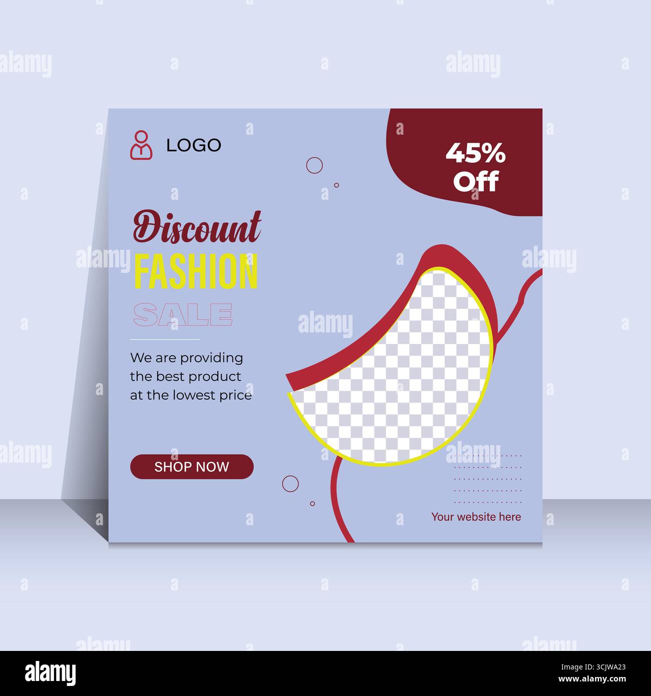 Vorlage für Rabattangebote in sozialen Medien mit 45 % Rabatt auf Werbegrafik Stock Vektor