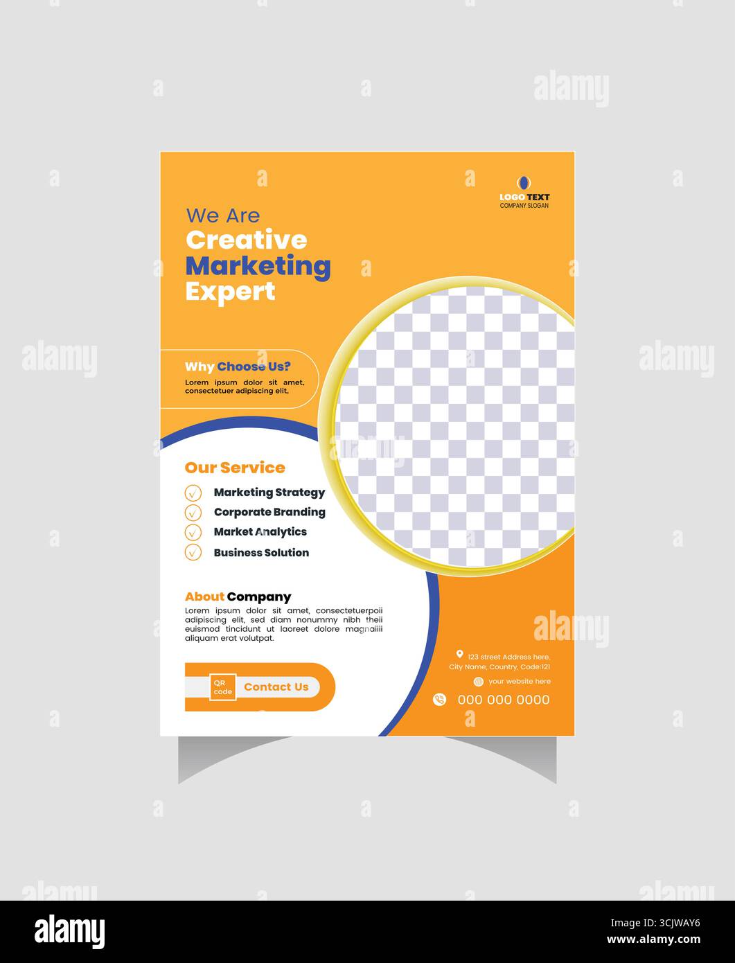 Moderner Flyer für Marketingdienstleistungen mit Platzhalterbild Stock Vektor