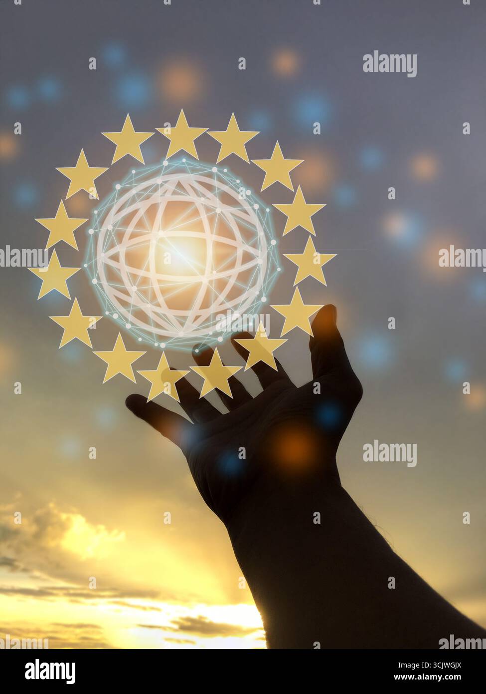 Zeitalter der Technologie Menschen, Nutzung von Technologie in der Neuzeit, Interconnection by Internet Network, Kommunikation mit dem Internet, Kommunikation w Stockfoto