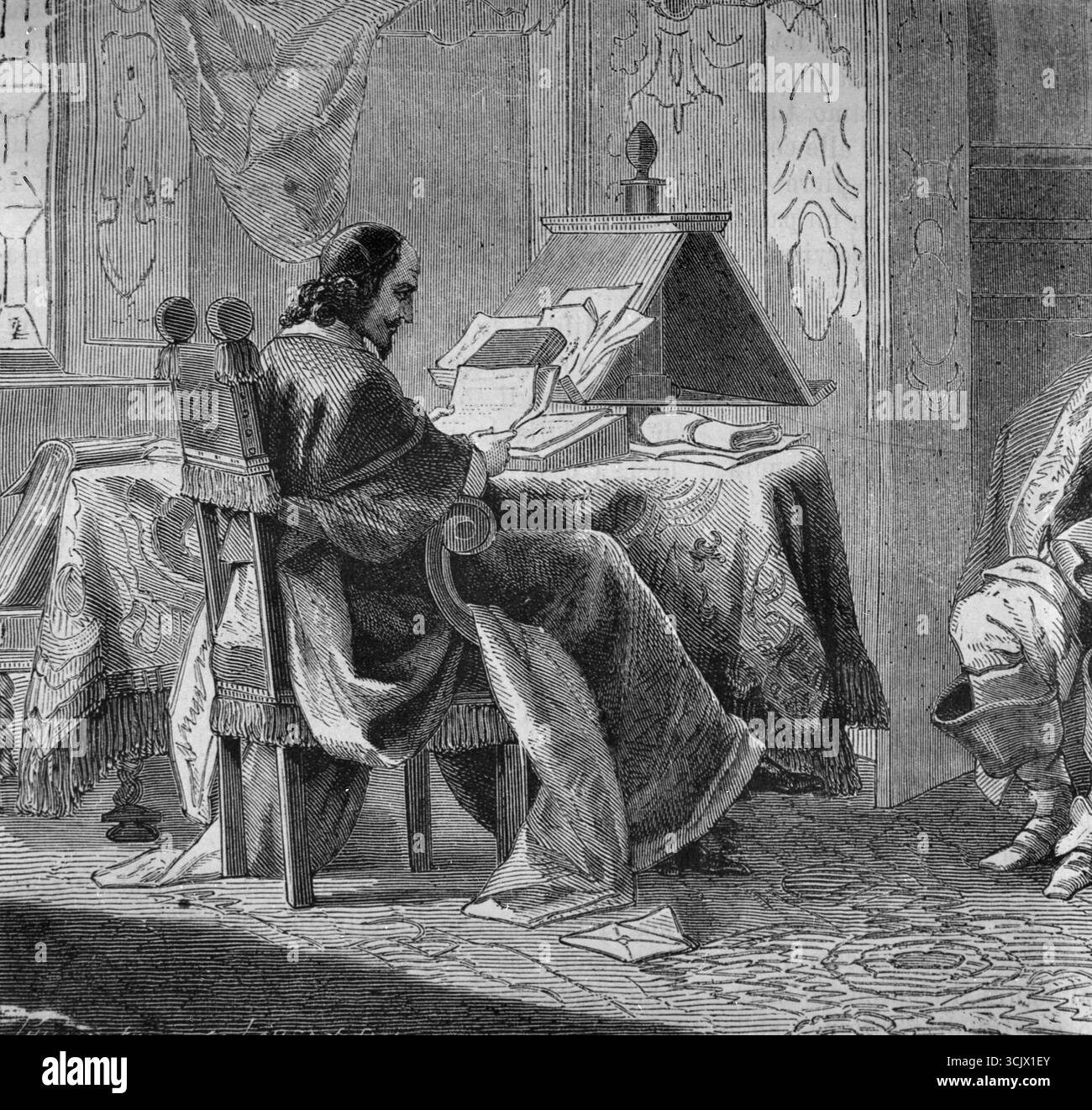 Kardinal Mazarin, Illustration für das Buch Alexandre Dumas des französischen Künstlers Maurice Lelor, 1890er Jahre Stockfoto