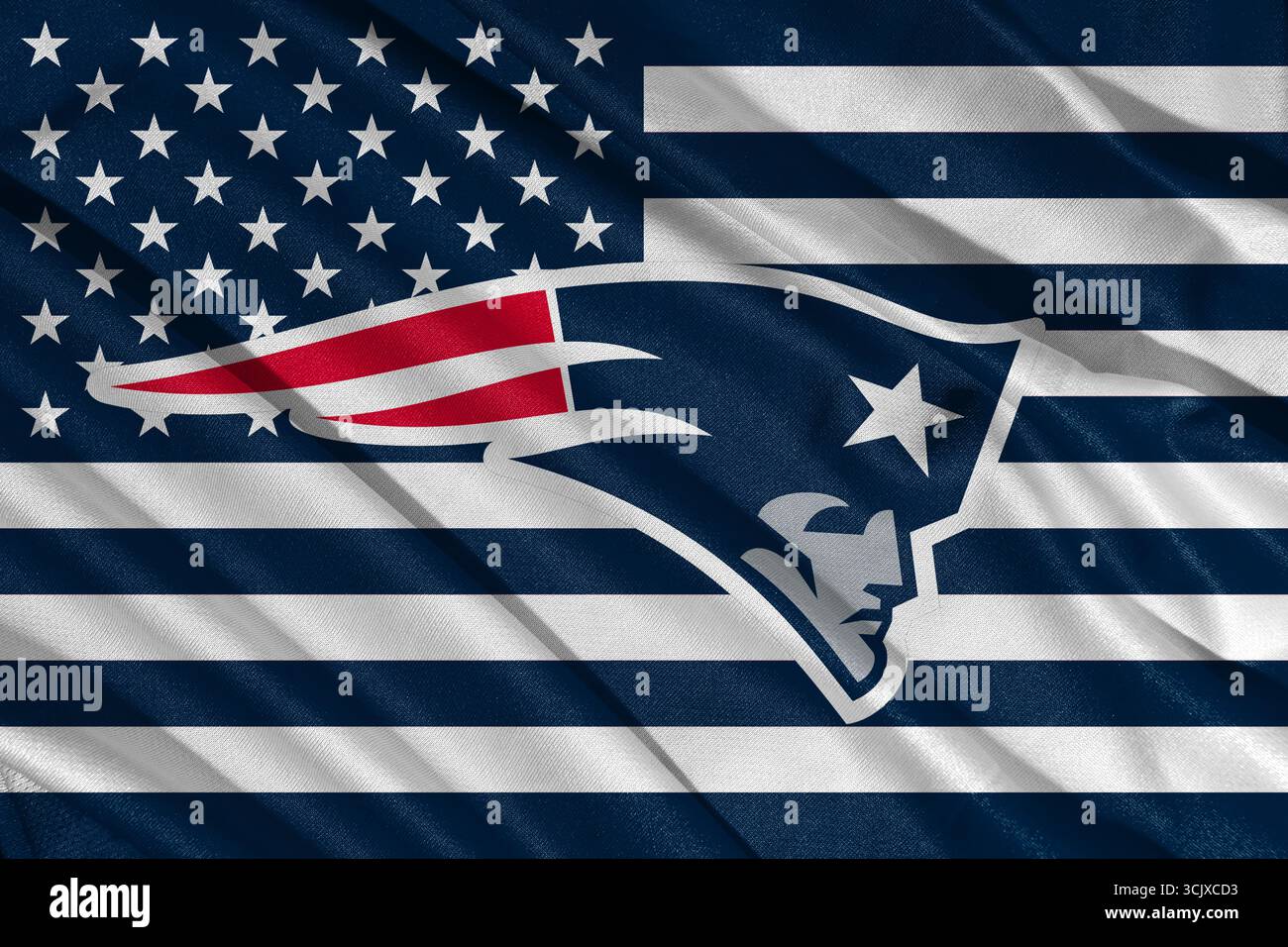 Pringsewu, Lampung; 9. September 2025; das New England Patriots Logo ist Mitglied der American Football Conference East. NFL Vereinigte Staaten. Stockfoto