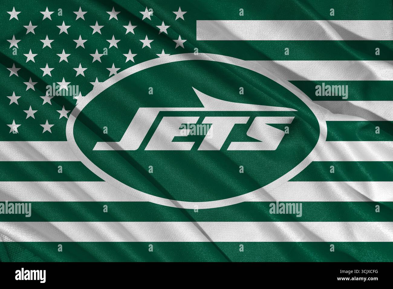 Pringsewu, Lampung; 9. September 2025; das New York Jets Logo ist Mitglied der American Football Conference East. NFL Vereinigte Staaten. Stockfoto