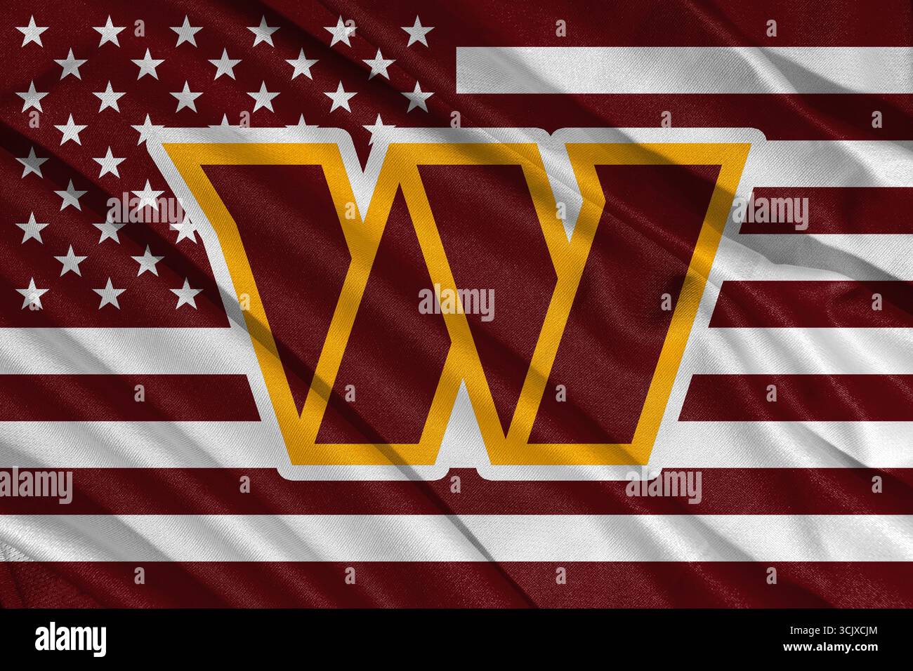 Pringsewu, Lampung; 9. September 2025; das Washington Commanders Logo ist Mitglied der National Football Conference East. NFL Vereinigte Staaten. Stockfoto