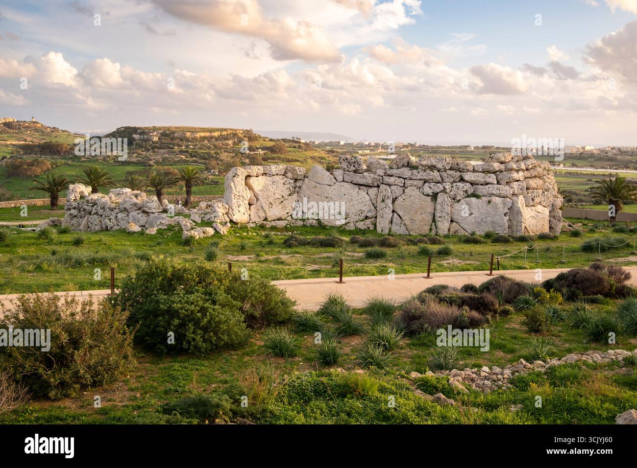 Malerische, antike Ġgantija Megalithtempel in Gozo, Malta Stockfoto