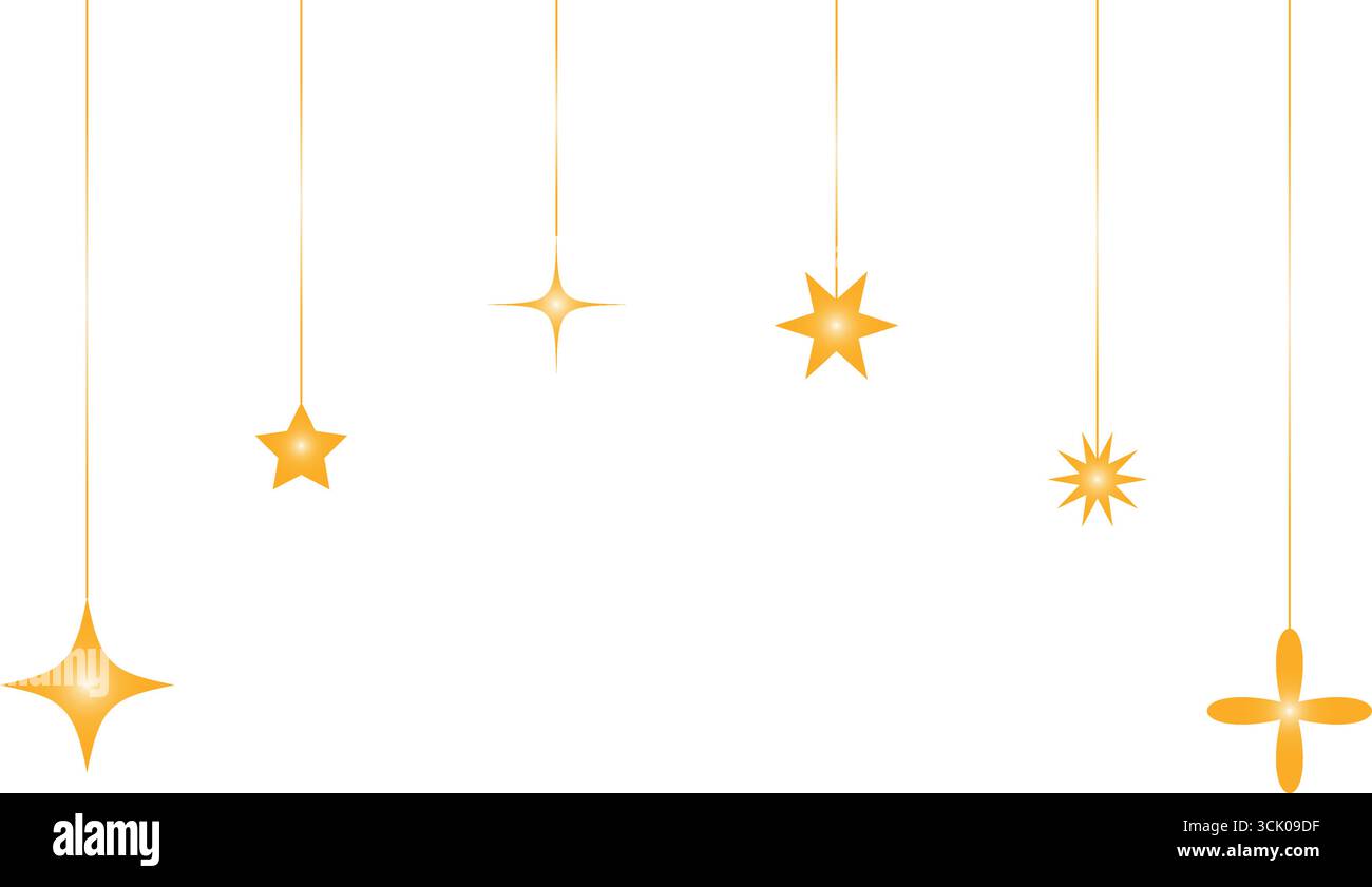 Isolierte Sterne hängendes Vektordesign mit transparentem Hintergrund. Stock Vektor