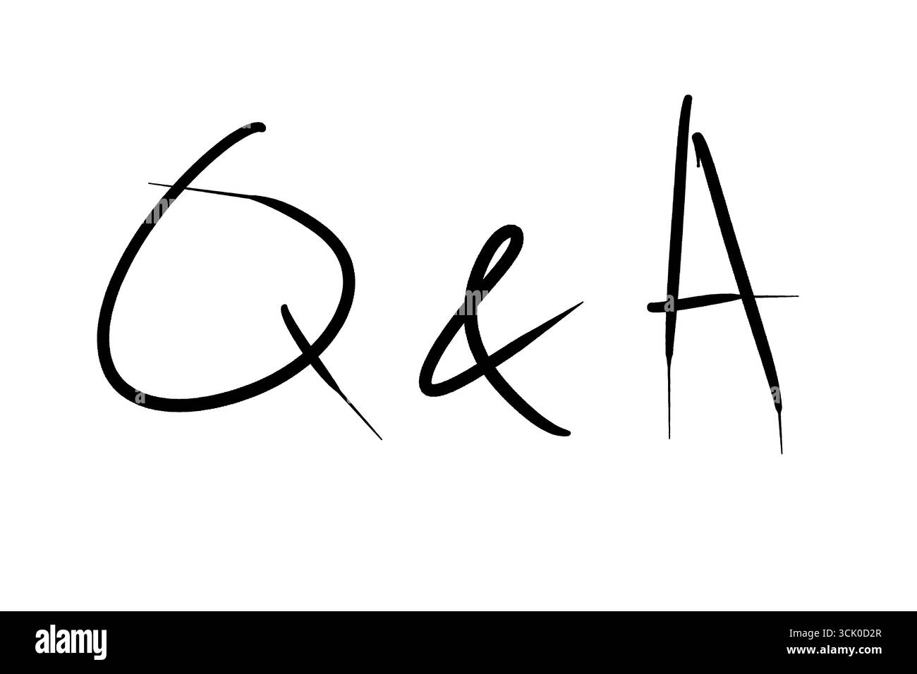 Abstrakte Illustration von „Q & A“ in einem auffälligen, handgezeichneten Stil mit einem kaufmännischen und, isoliert auf einem sauberen weißen Hintergrund. Stockfoto
