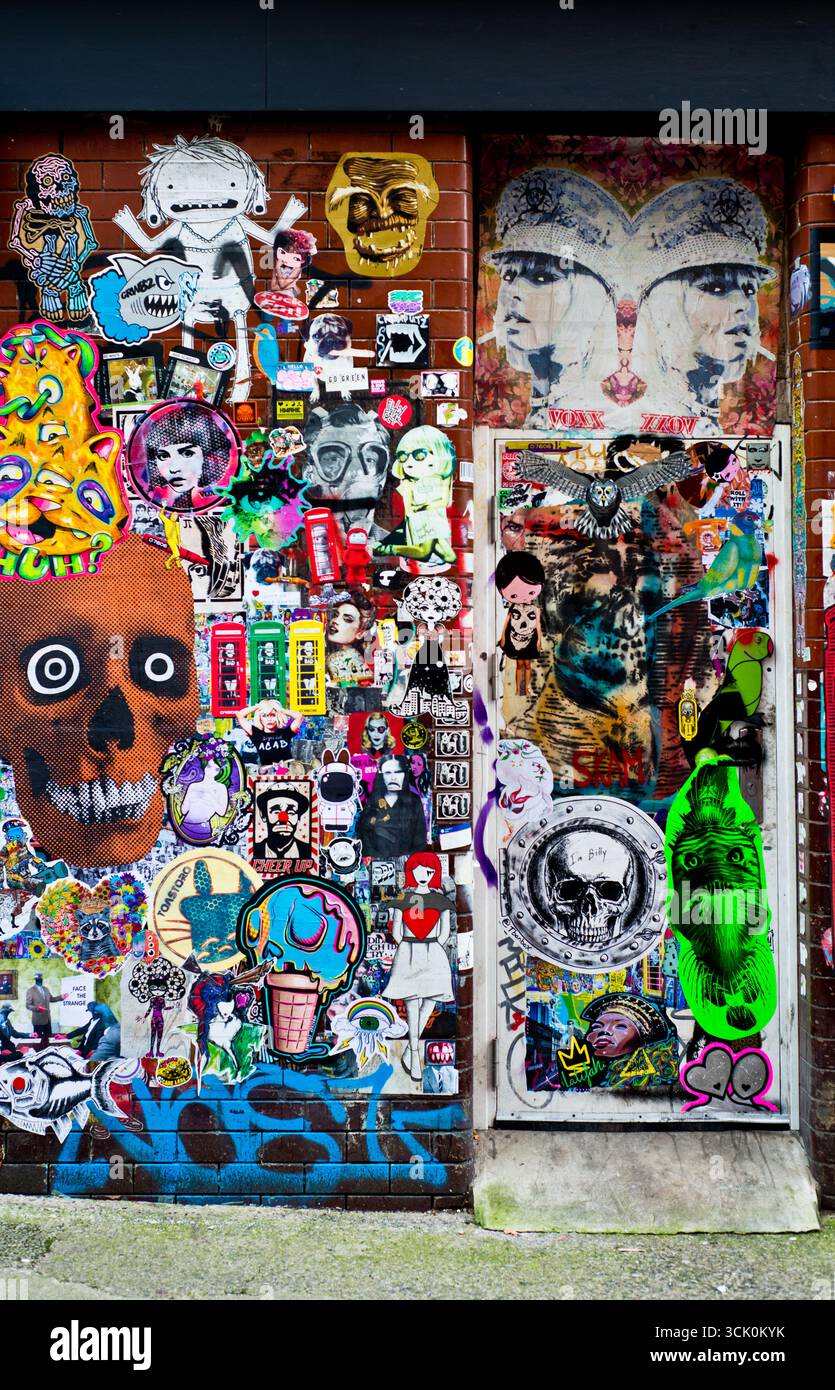 Poster Art, Northern Quarter, Manchester, Lancashire, England Stockfoto