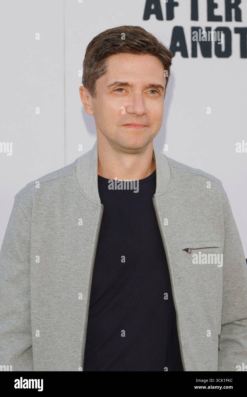 September 2025, Los Angeles, Kalifornien, USA: Topher Grace bei der Weltpremiere von One Battle After Another im TCL Chinese Theatre IMAX (Credit Image: © Nina Prommer/ZUMA Press Wire) NUR REDAKTIONELLE VERWENDUNG! Nicht für kommerzielle ZWECKE! Stockfoto