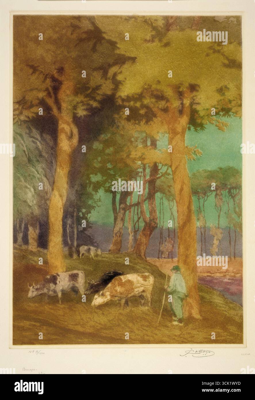 John W. Cotton, Brügge, n.d., Farbe Aquatint. Stockfoto