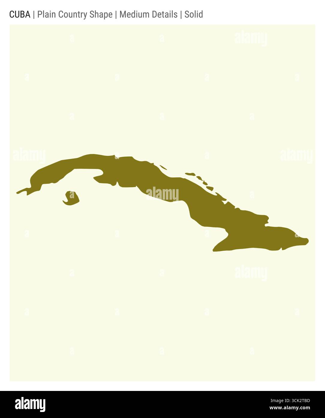 Landkarte Kuba. Mittlere Details. Solide Ausführung. Die Form Kubas. Vektorabbildung. Stock Vektor