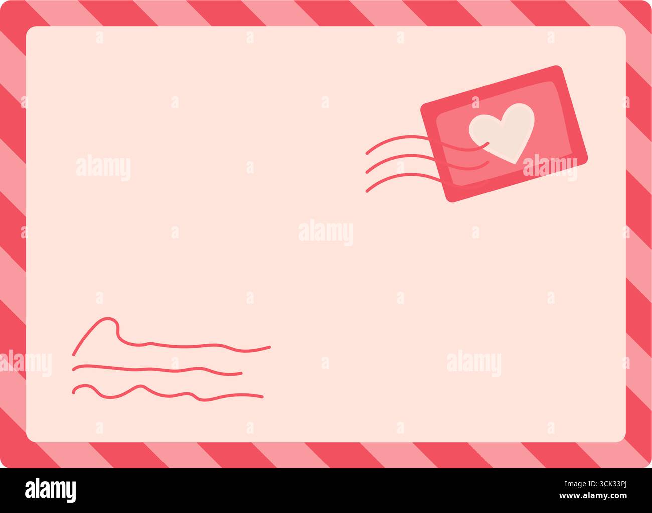 Niedliche Herzkarte Und Umschlag Stock Vektor