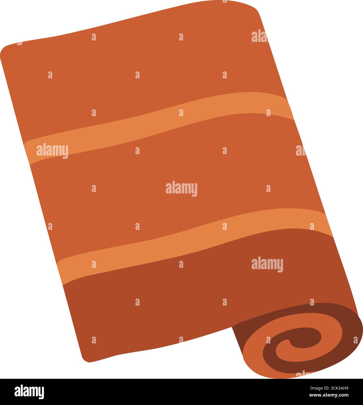 Ein Fußbodenteppich im Haushalt ist teilweise gerollt und zeigt weiche Streifen und abgerundete Kanten. Stock Vektor