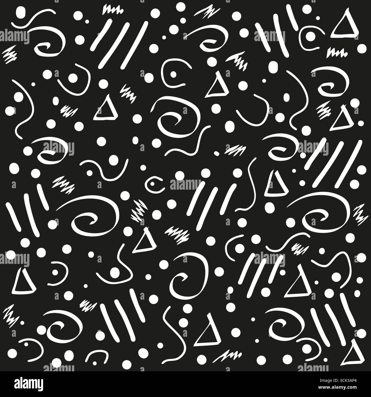 Abstrakte Schwarzweiß-Muster mit Doodles und geometrischen Formen auf blauem Hintergrund Vektor-Illustration Stock Vektor