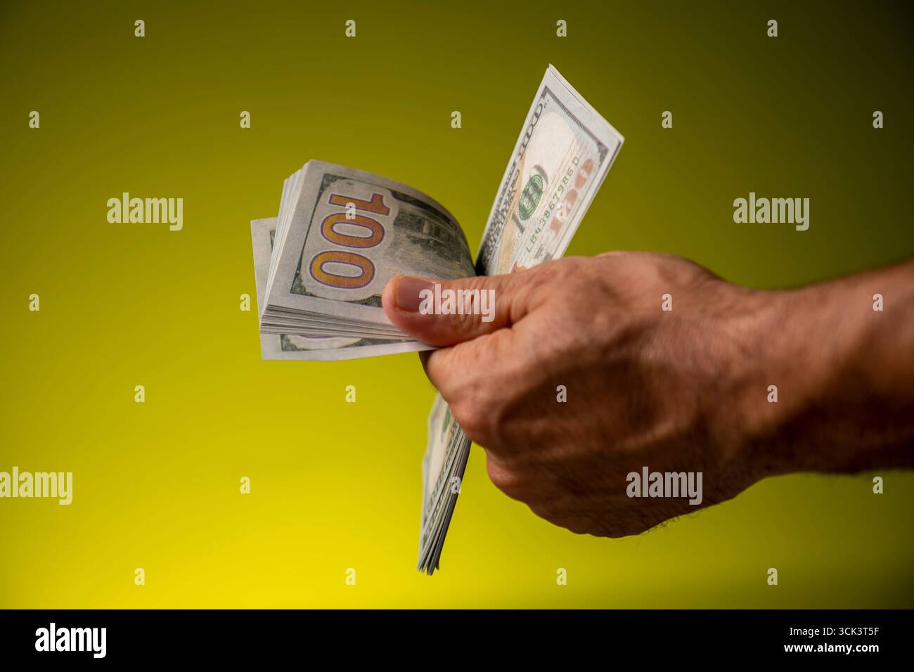 Geld in der Hand zählen Stockfoto