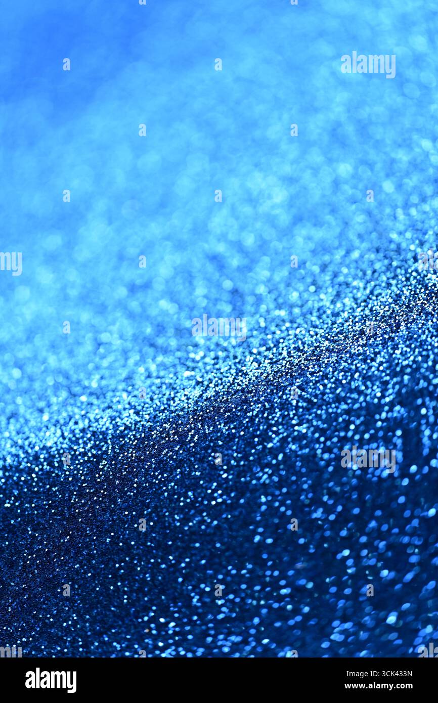 Marineblauer Glitzer Textur Hintergrund funkelnd glänzendes Geschenkpapier Feiertags saisonale Tapetendekoration, Gruß- und Hochzeitseinladungskarte Design e Stockfoto