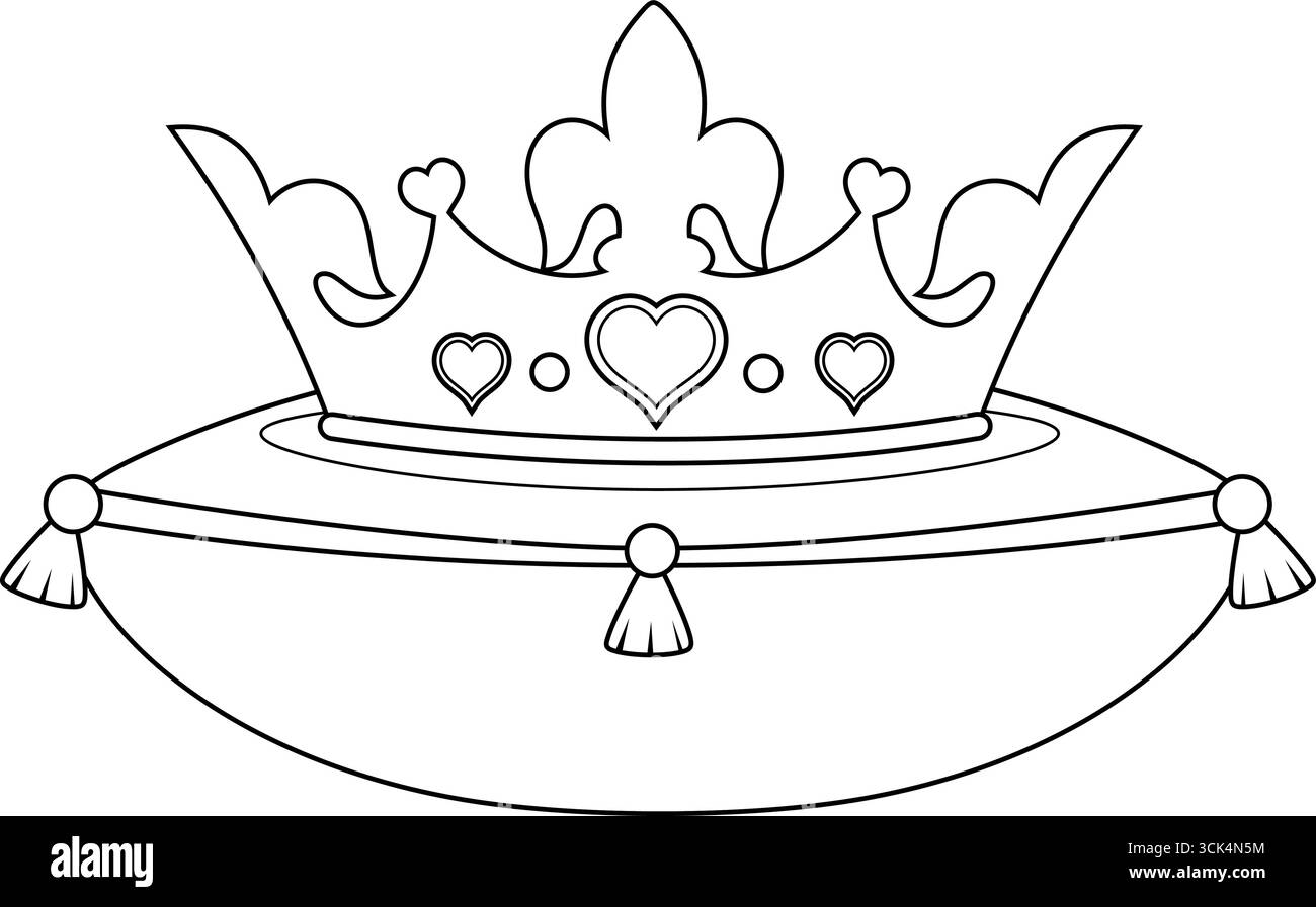 Cartoon Prinzessin Crown auf Einem Kissen. Handgezeichnete Vektor-Illustration Isoliert Auf Transparentem Hintergrund Stock Vektor