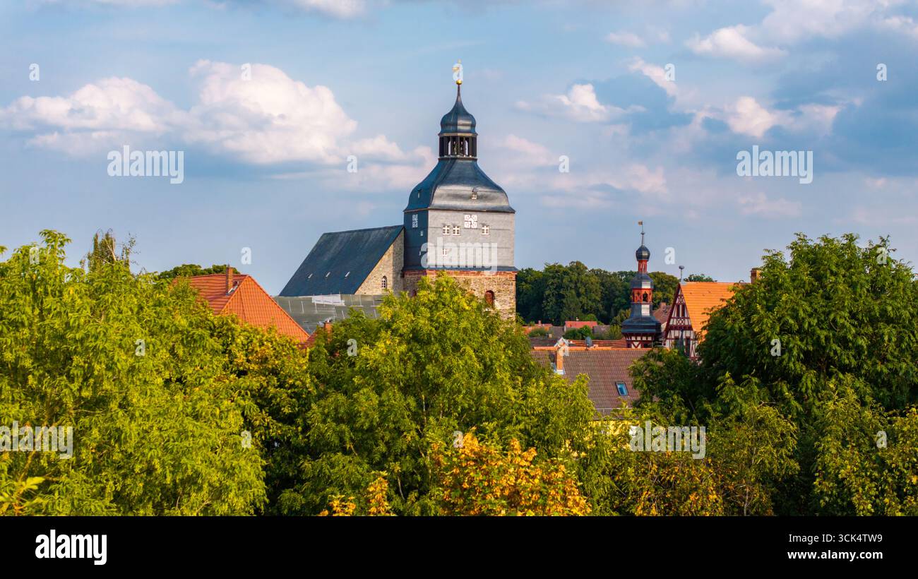 Luftbildaufnahme Harzgerode Harz Selketal Stockfoto