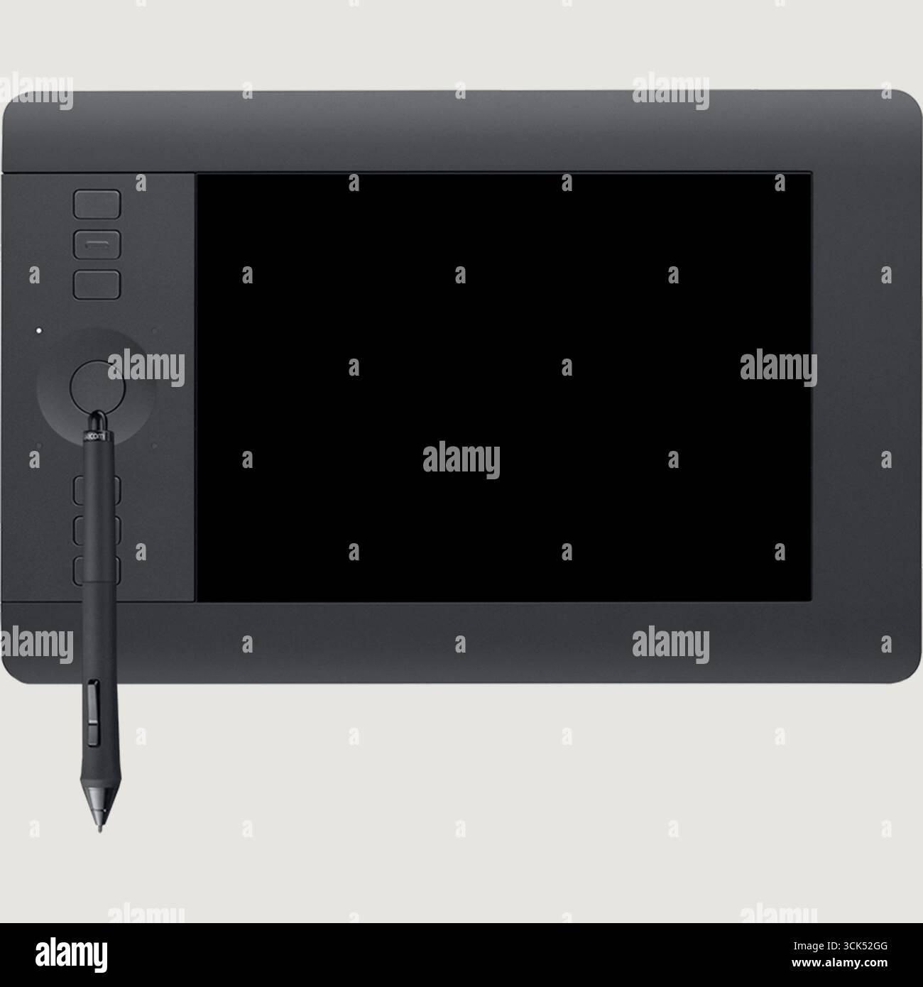 Nahansicht isoliertes Designer-Tablet auf unauffälligem Hintergrund, passt zu Ihrem Elementdesign. Stockfoto