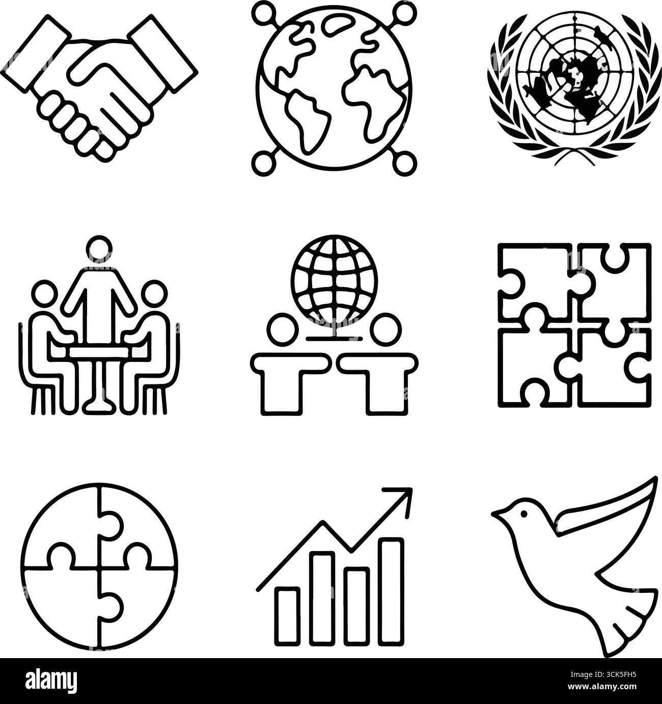 Symbol des Tages der Vereinten Nationen für die Süd-Süd-Zusammenarbeit in handgezeichneten Illustrationen Stock Vektor