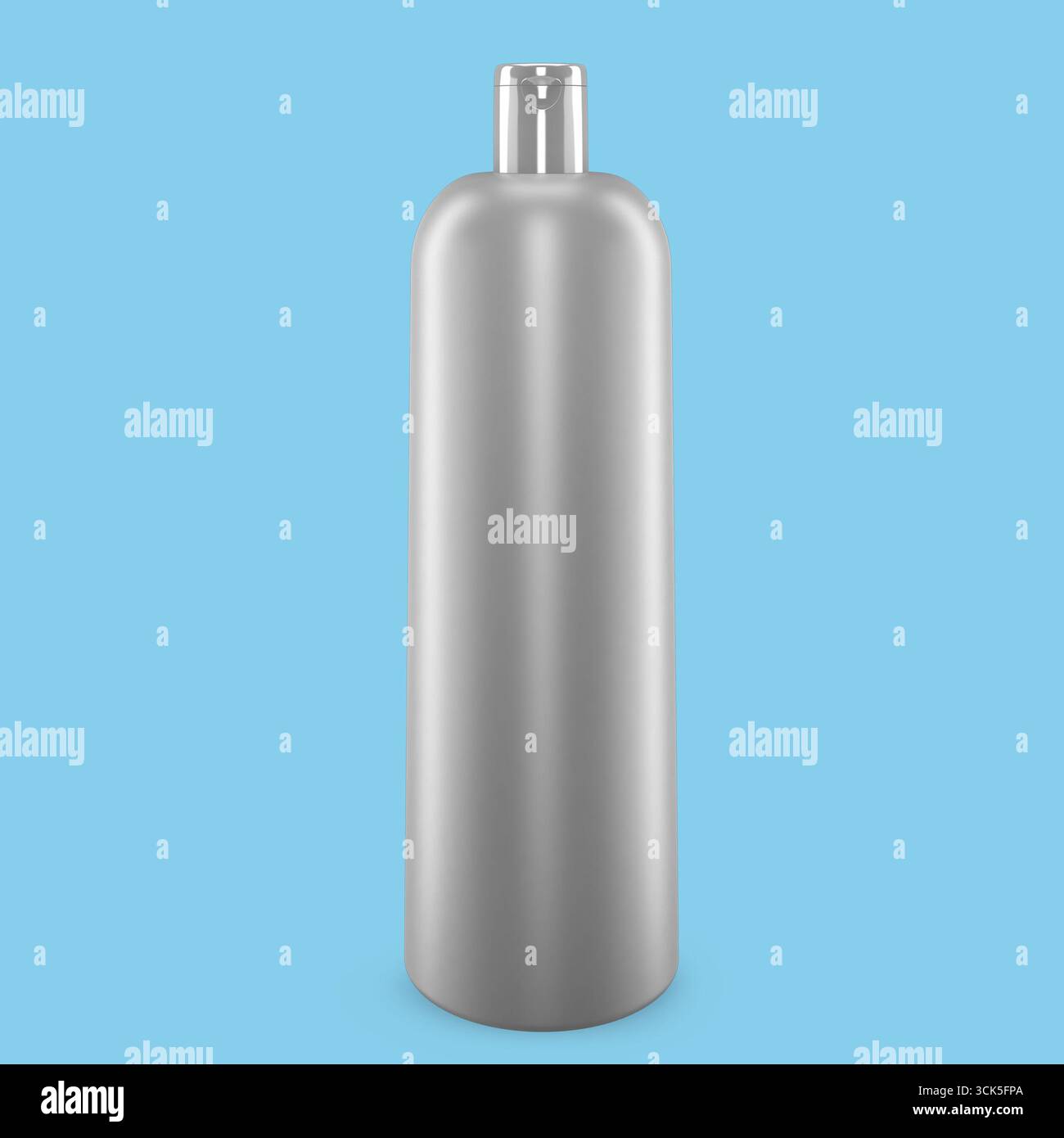 Eine schlanke Wasserflasche aus Metall, die unterwegs Feuchtigkeit spendet. Stockfoto