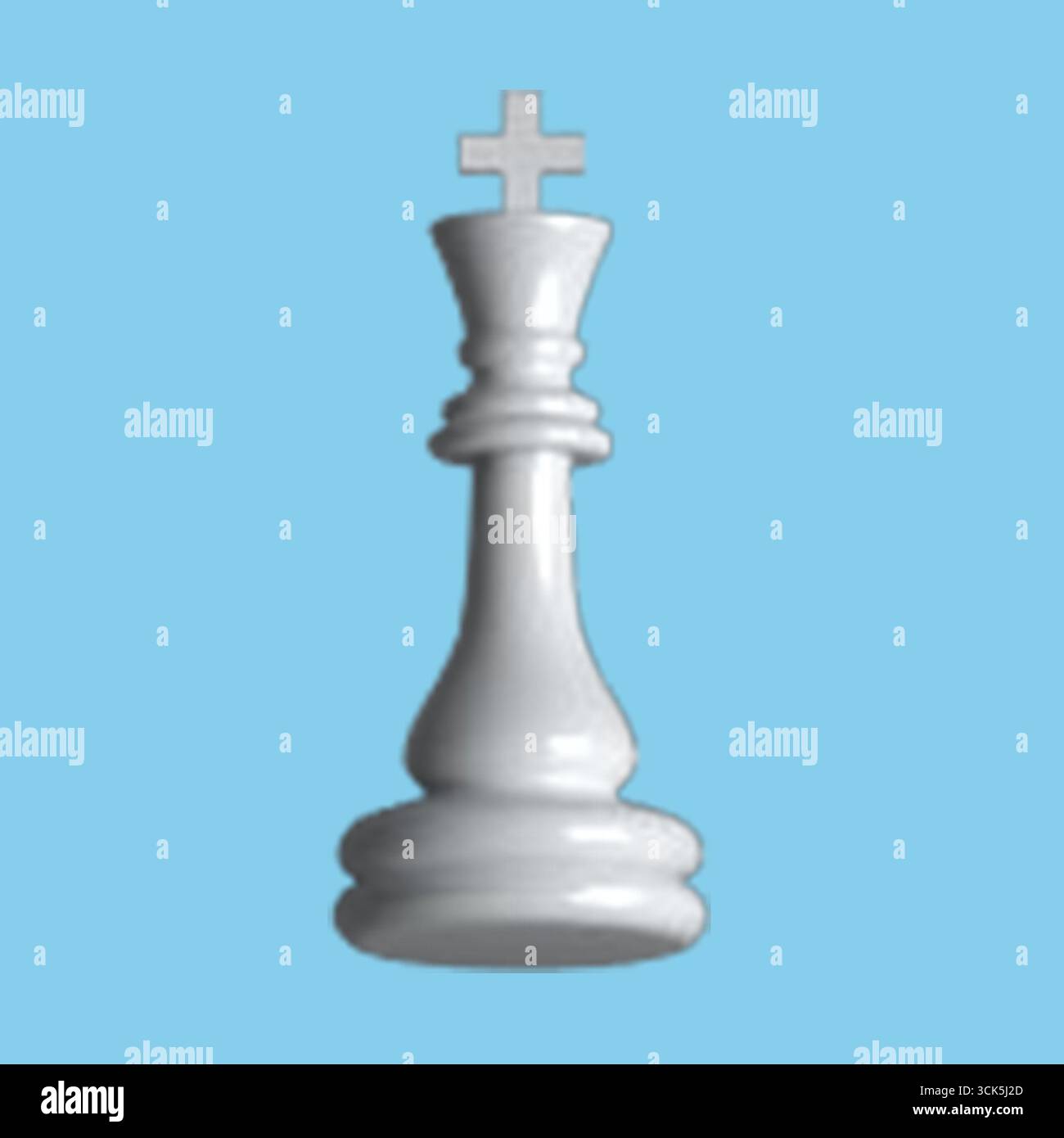 Ein weißes Schachkönigstück, das Macht und Strategie im Schachspiel symbolisiert. Stockfoto